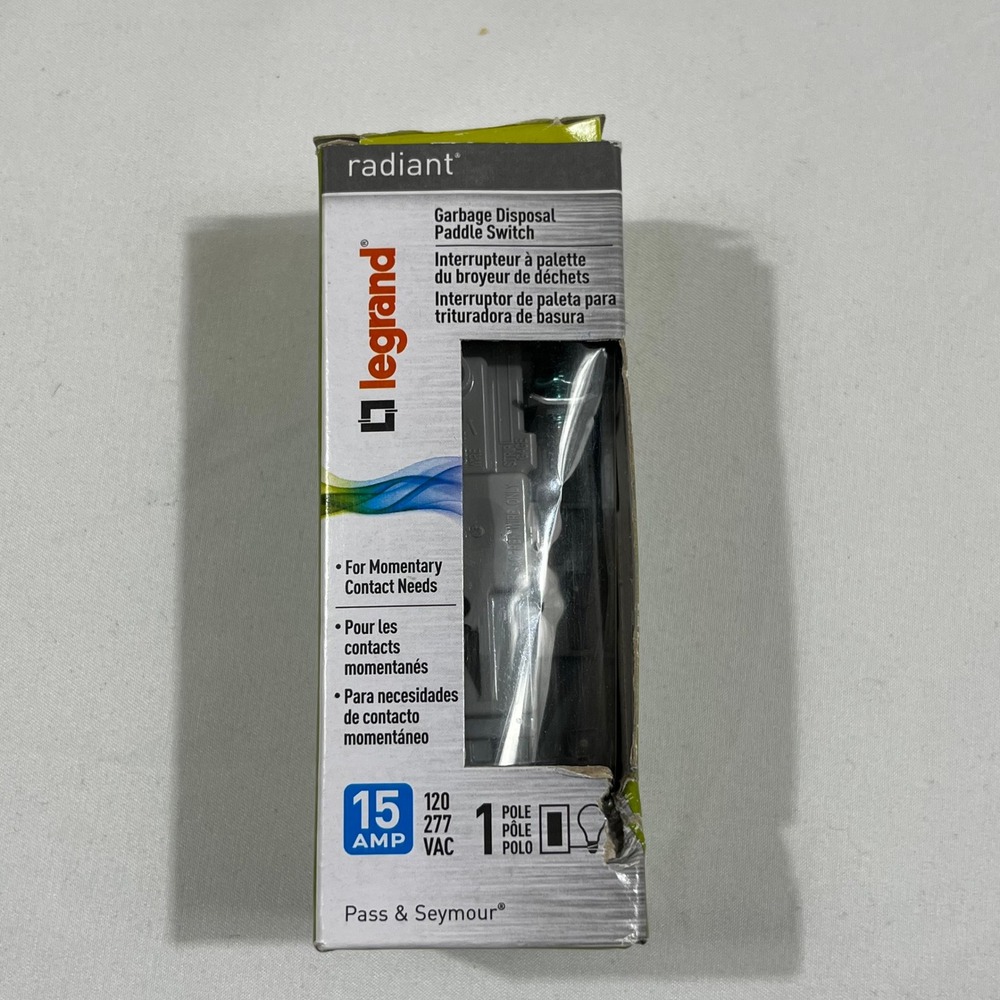 Legrand Radiant Garbage Disposal Paddle Switch 15A White TM870-STMWCC6